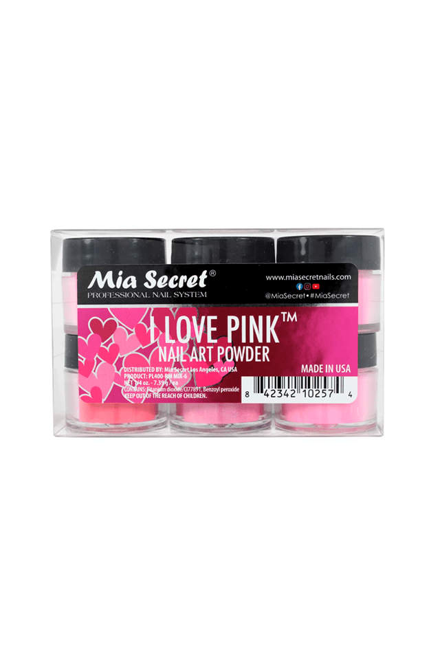 I Love Pink Acrylic Powder Collection 6 Pcs