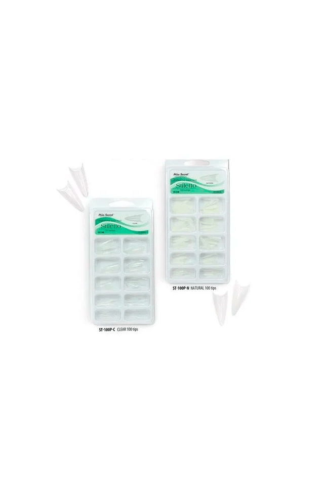 Tips Stiletto Transparente x 100