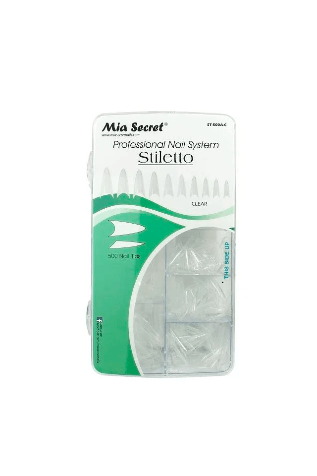 Tips Stiletto Transparente x 500