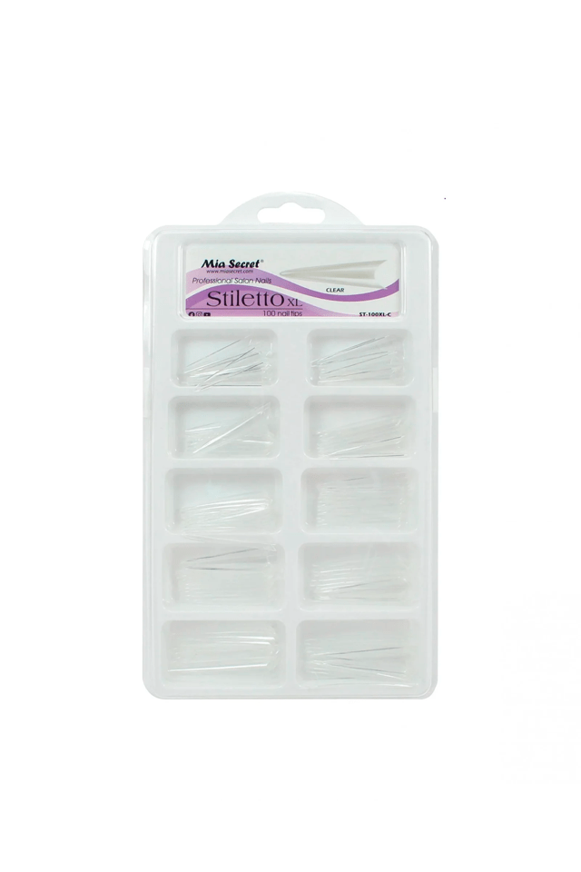 Tips Stiletto XL Transparente x 100
