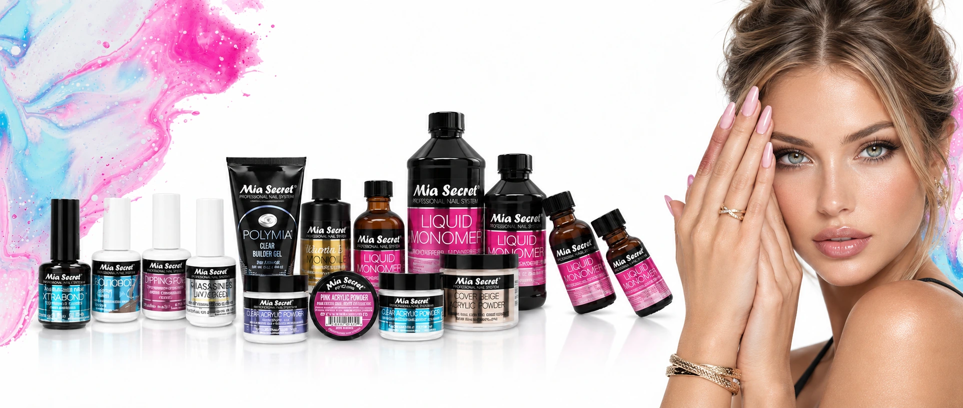 Productos Mia Secret para uñas: acrílicos, monómeros y geles profesionales